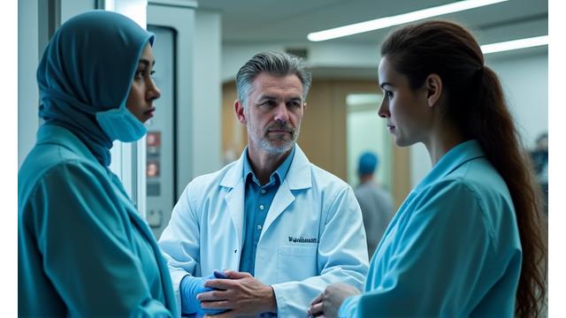 Healthcare professionals working in a hospital, depicting healthcare executive search.